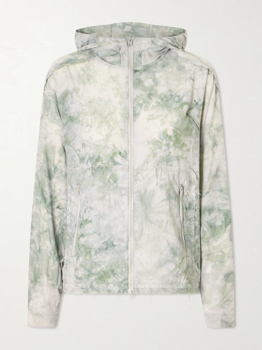 Image of Coats & Jackets. Product name - + Y-3 Printed Frayed Lightweight Hooded Jacket in Green colour by brand - adidas Originals