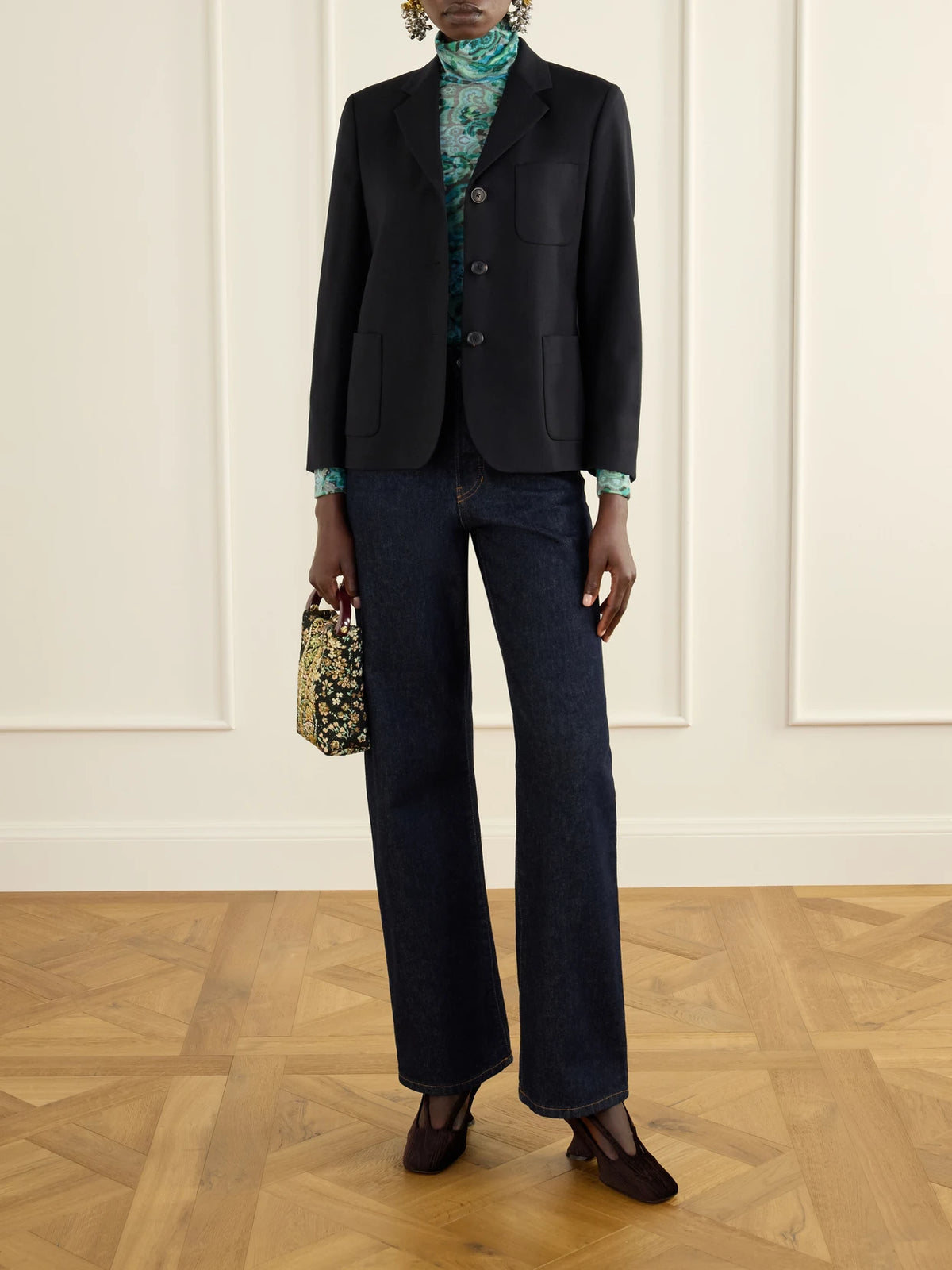 Image of Coats & Jackets. Product name - Wool-crepe Blazer in Black colour by brand - Dries Van Noten