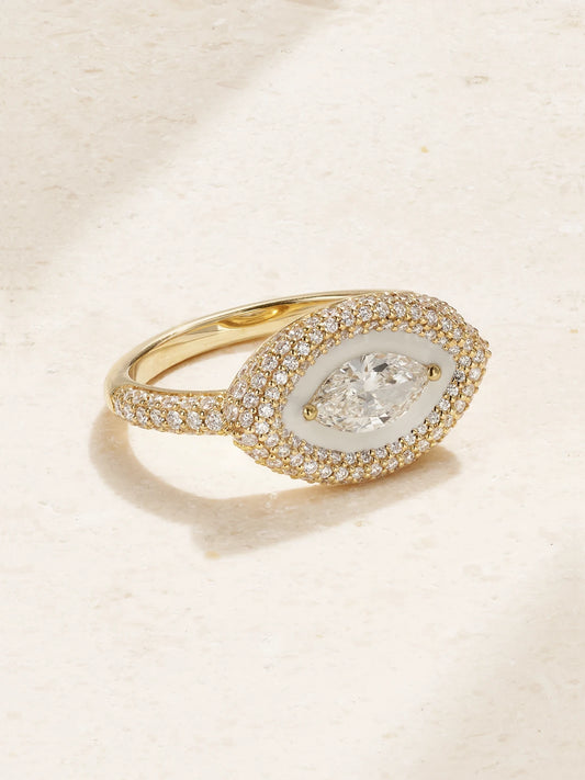 18-karat Gold, Diamond And Enamel Ring