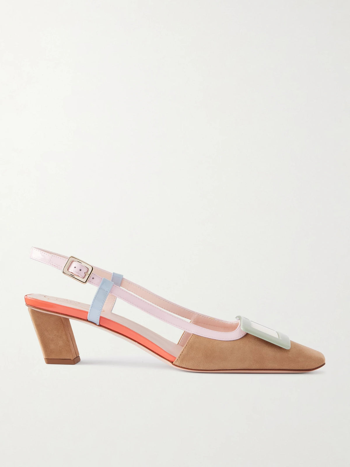 Belle Vivier 45 Buckled Leather-trimmed Suede Ballet Flats