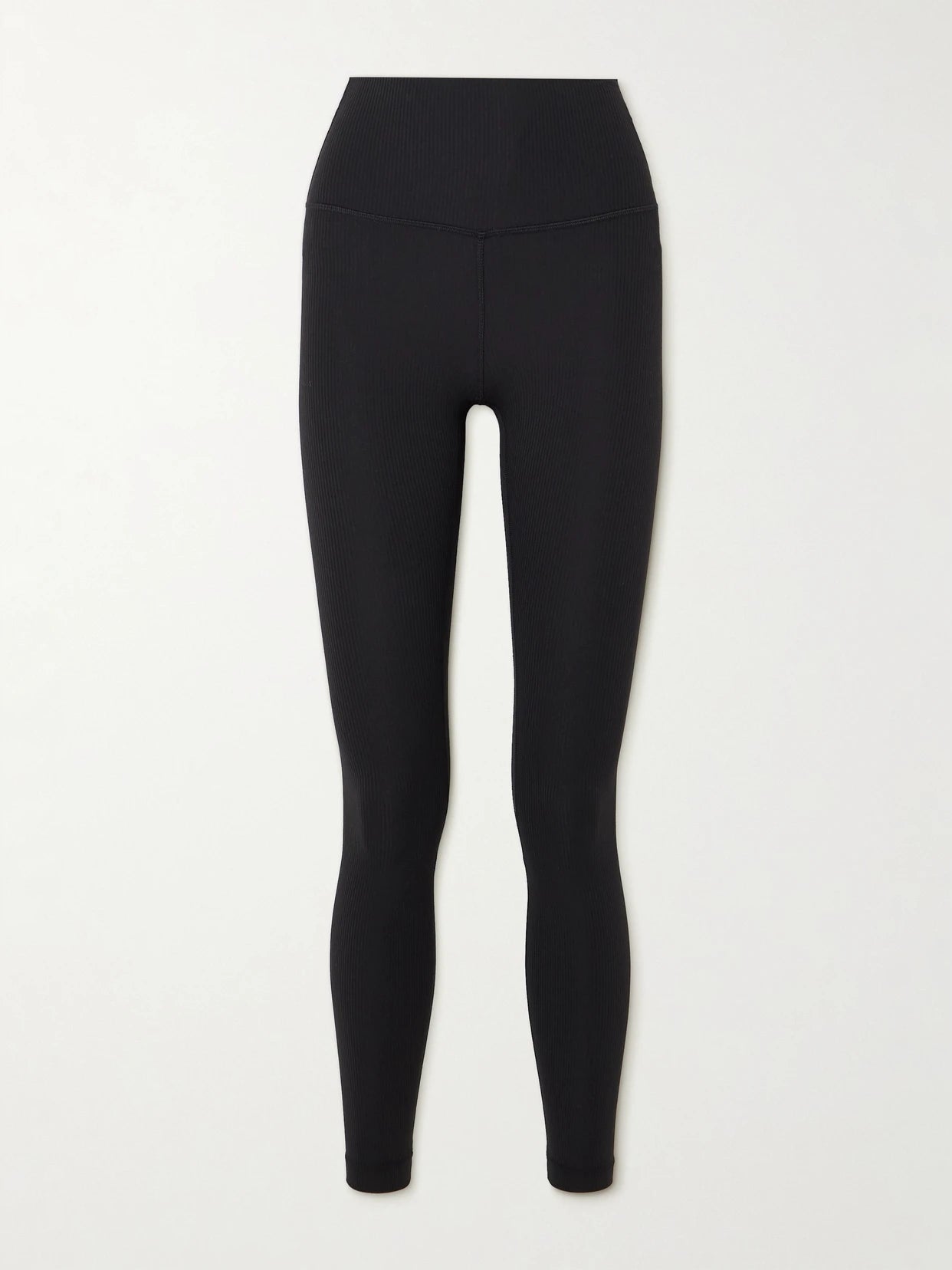 Image of a model wearing Pants. Product name - Align 25" Ribbed Nulu High-rise Leggings in Black colour by brand - lululemon