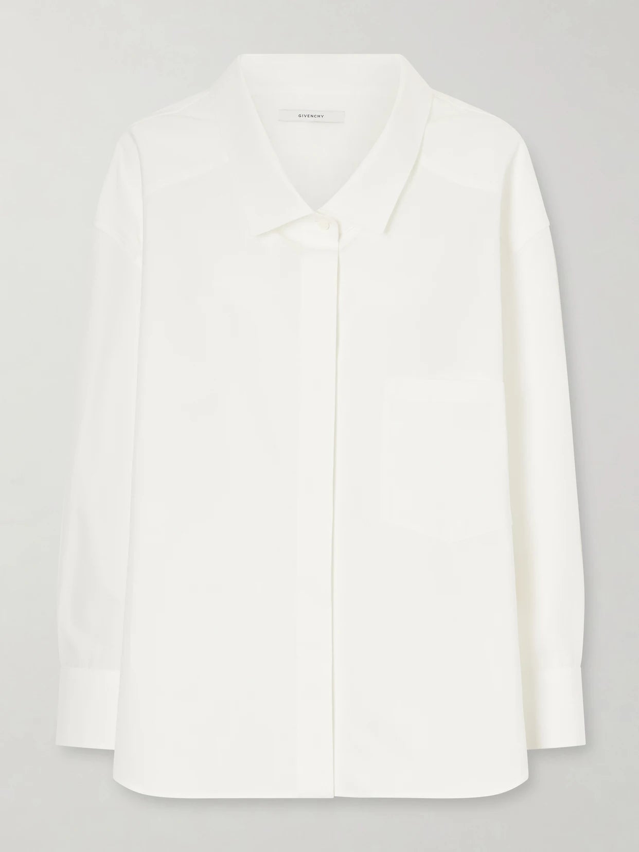 Image of a model wearing Tops. Product name - Cotton-poplin Shirt in White colour by brand - Givenchy
