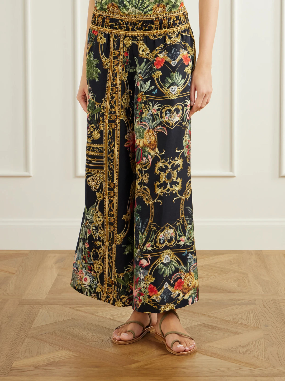Camilla Cropped Printed Wide-leg Pants