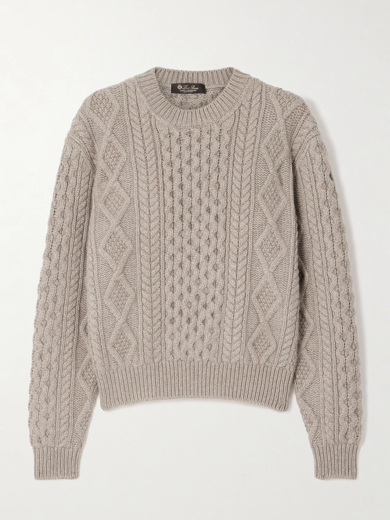Image of a model wearing Outerwear. Product name - Eyre Cashmere-blend Sweater in Light brown colour by brand - Loro Piana