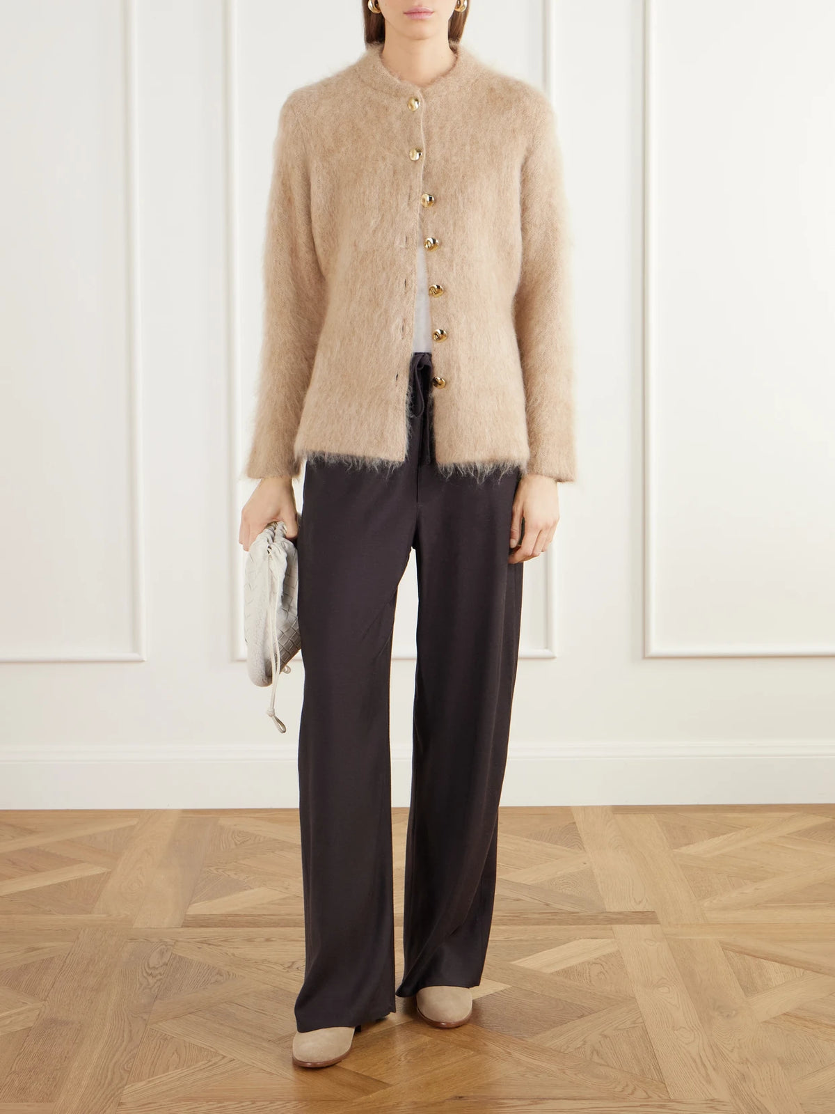 Image of Coats & Jackets. Product name - Aniza Brushed Cardigan in Beige colour by brand - Proenza Schouler