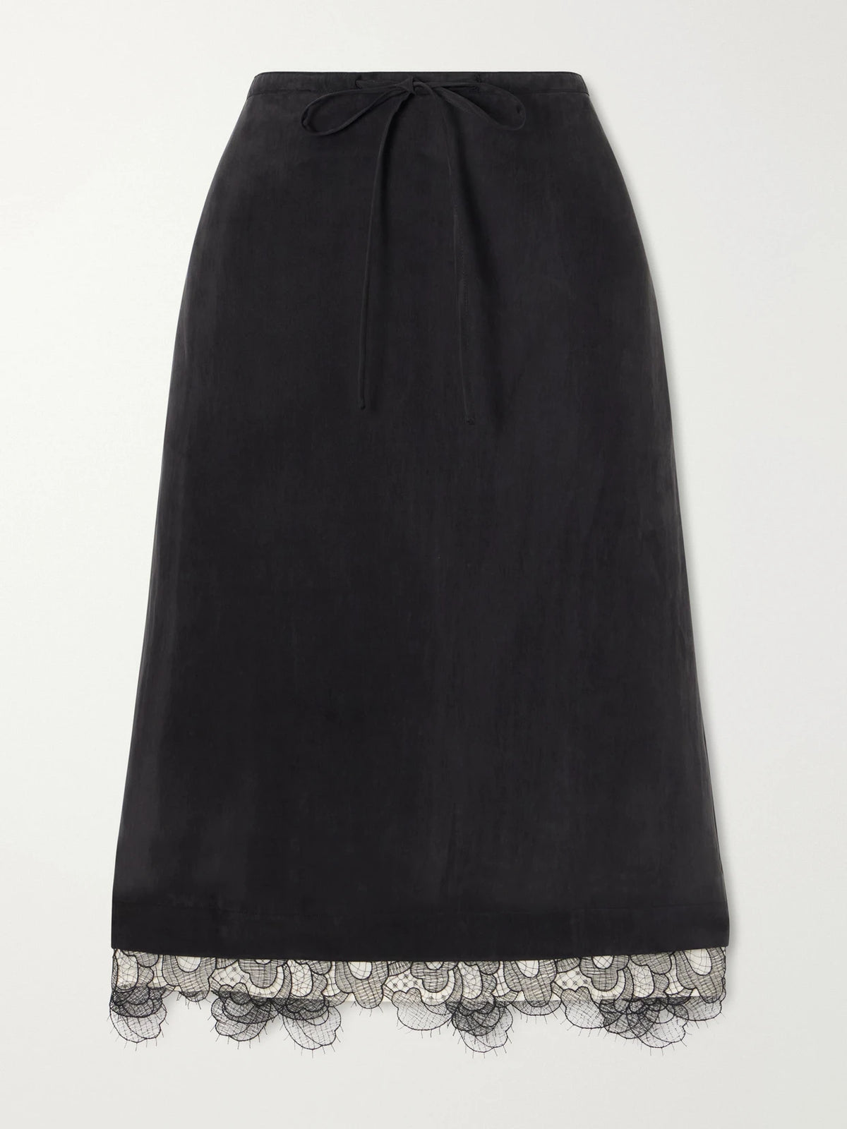 Studio Nicholson Alder Lace-trimmed Lyocell-twill Knee Skirt