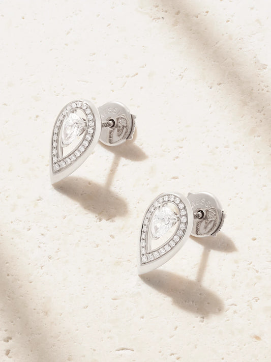Firey 18-karat White Gold Diamond Earrings