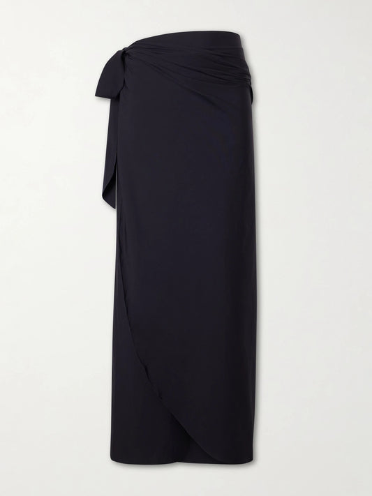 Image of Swimwear. Product name - Stretch-jersey Wrap Sarong in Black colour by brand - Hunza G
