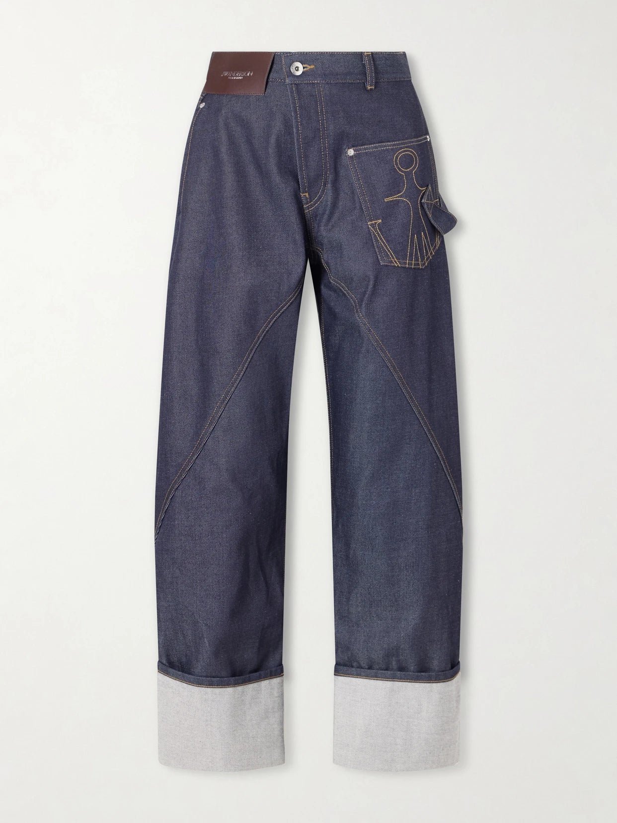 High-rise Embroidered Wide-leg Jeans