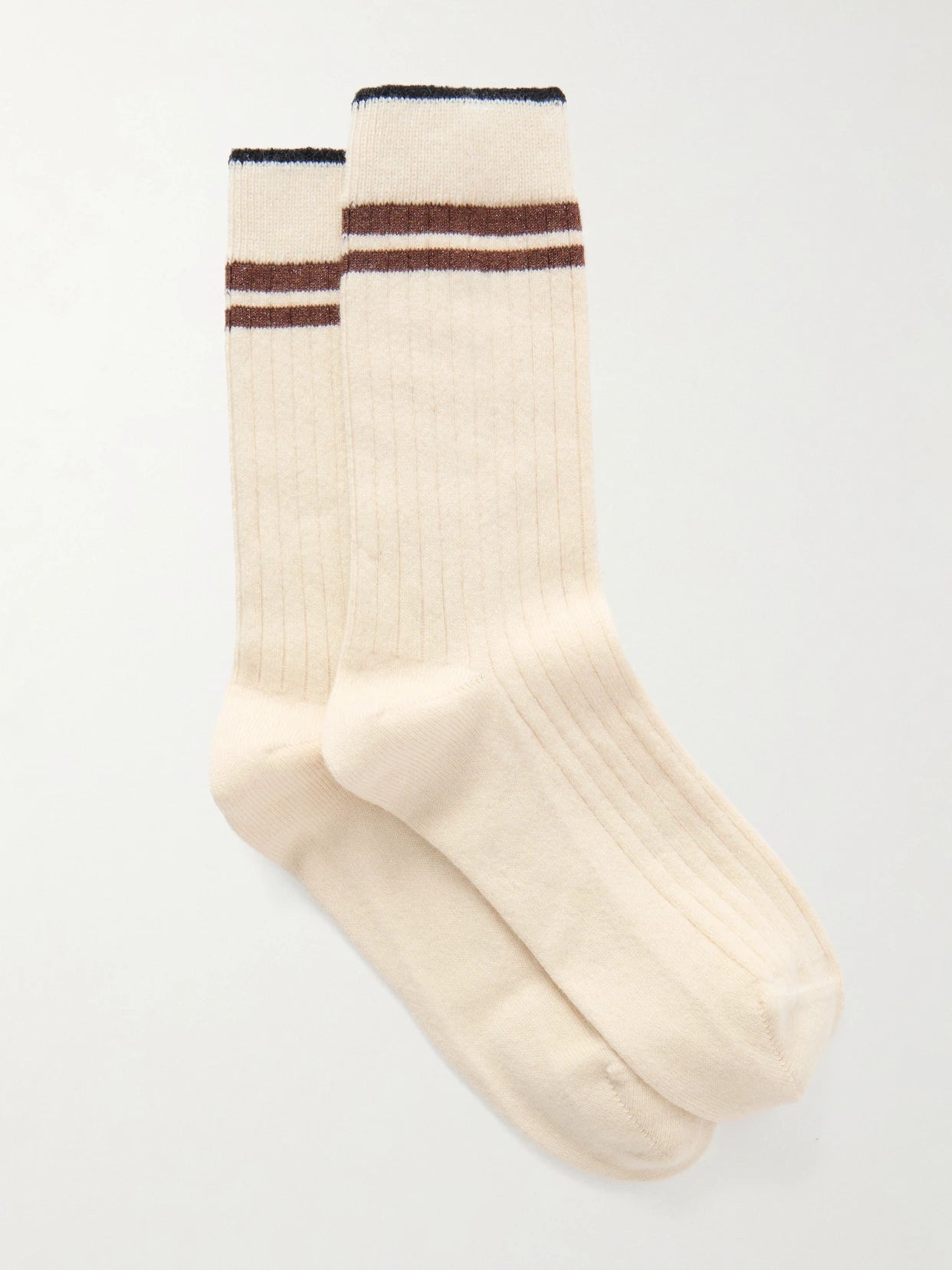 Striped Ribbed Cashmere Socks