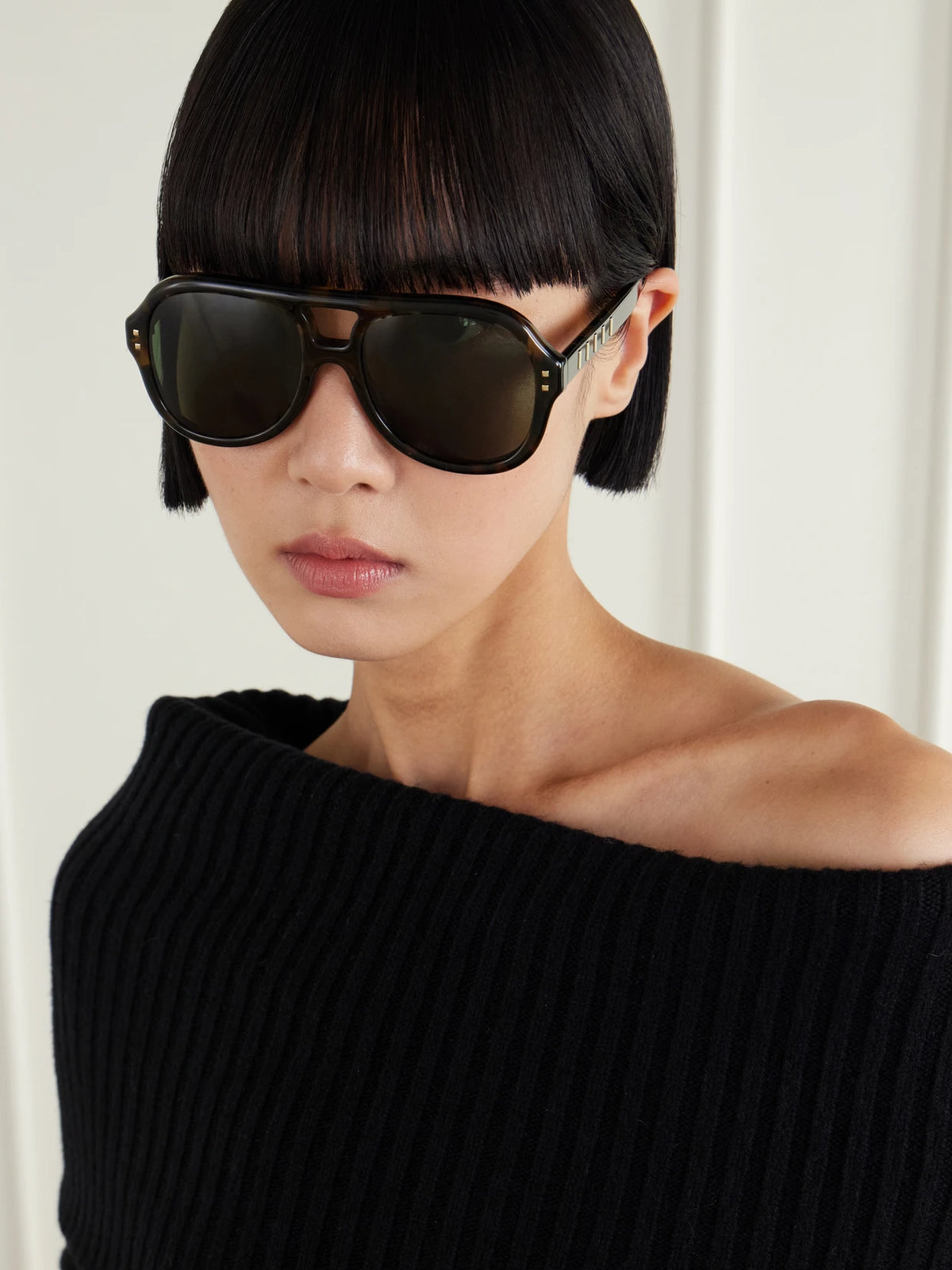 Image of Sunglasses. Product name - Five Sisters Double-bridge Aviator-style Tortoiseshell Acetate Sunglasses in Multi colour by brand - FENDI EYEWEAR