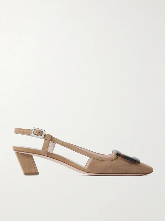Roger Belle Vivier 45 Suede Slingback Pumps