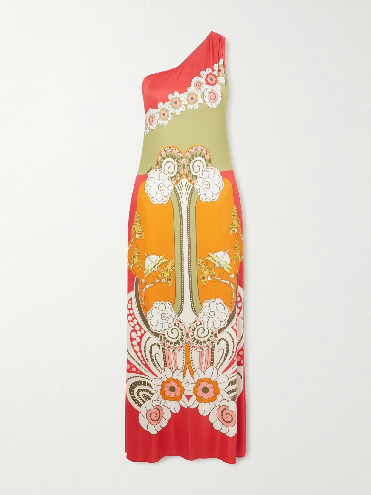 Clingy Roy Printed One-shoulder Jersey Maxi Dress