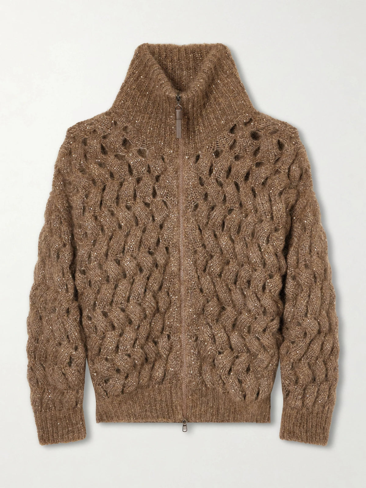 Brunello Cucinelli Sequin-embellished Mohair-blend Zip-up Cardigan