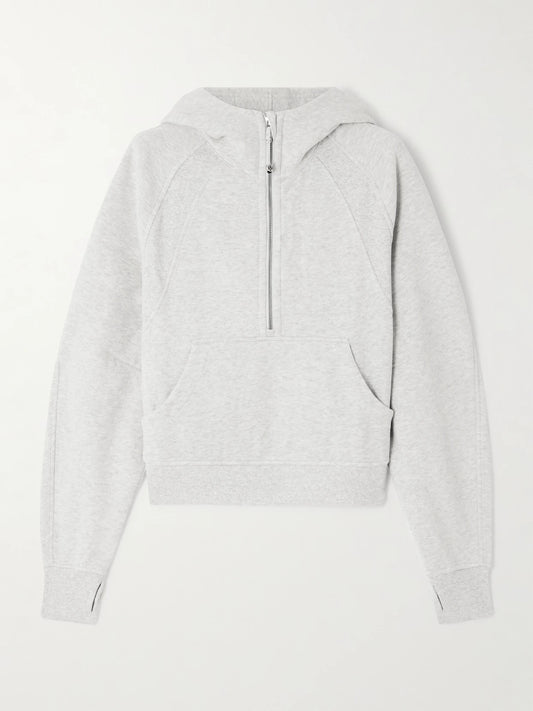 Image of Sleepwear & Loungewear. Product name - Scuba Oversized Cotton-blend Jersey Hoodie in Light gray colour by brand - lululemon