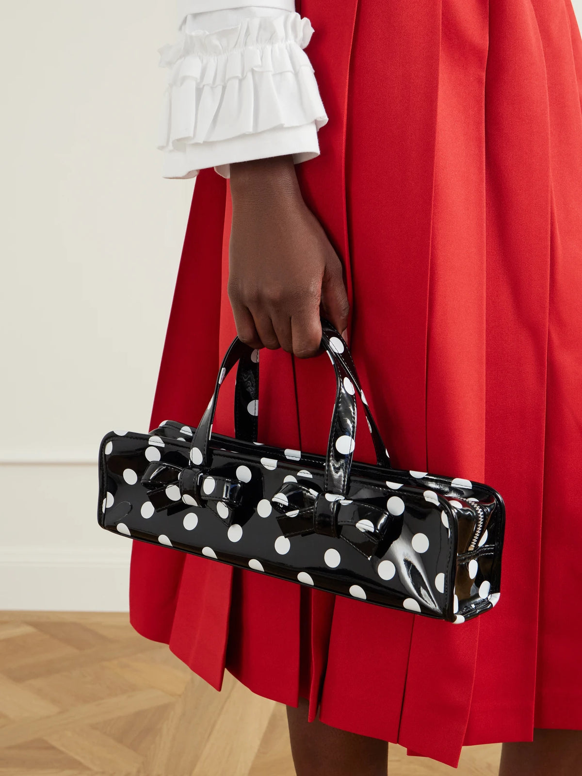 Image of Bags. Product name - Polka-dot Pvc Top-handle Bag in Black colour by brand - Comme des Garçons GIRL