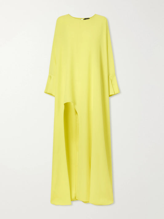 Image of Dresses. Product name - Namib Draped Crepe Gown in Yellow colour by brand - Taller Marmo