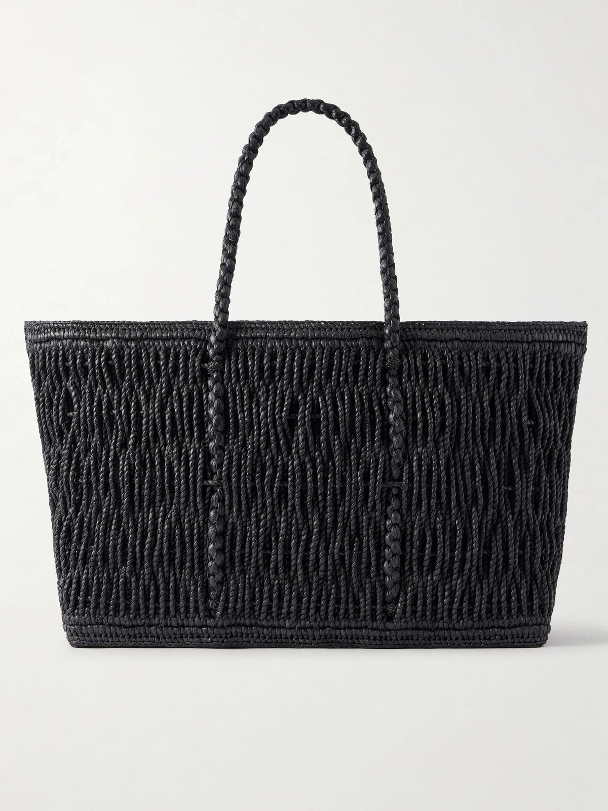 Georgica Leather-trimmed Raffia Tote Bag
