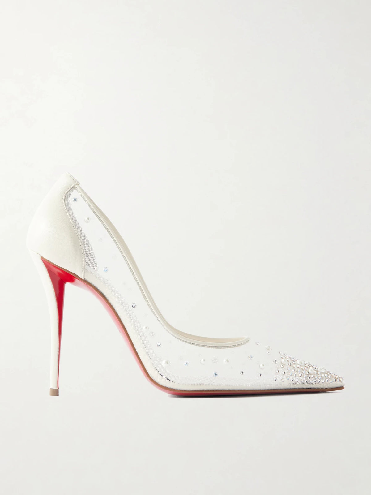 Miss Z Degrastrass Perla 100 Embellished Leather-trimmed Mesh Pumps