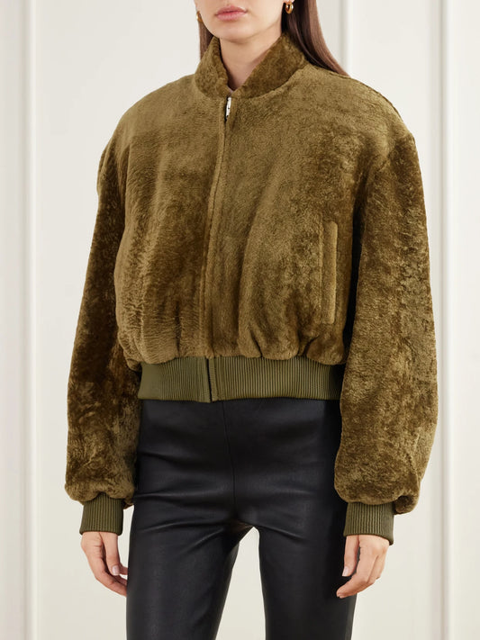 ARMA Azra Reversible Shearling And Satin Bomber Jacket