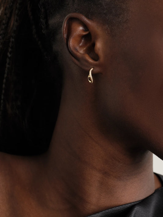Image of Earrings. Product name - Daisy Ocean 18-karat Recycled Gold Diamond Hoop Earrings in Multi colour by brand - Sophie Bille Brahe