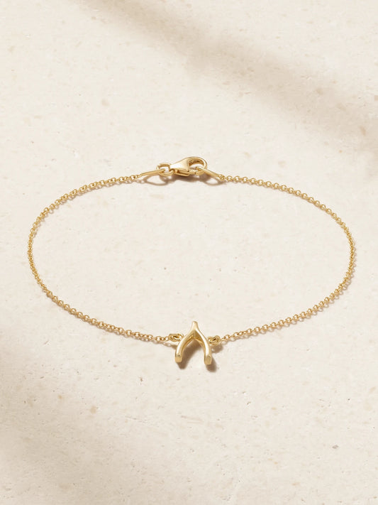 Mini Wishbone 18-karat Gold Bracelet