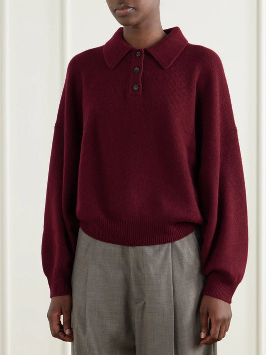 LISA YANG Etta Cashmere Polo Sweater
