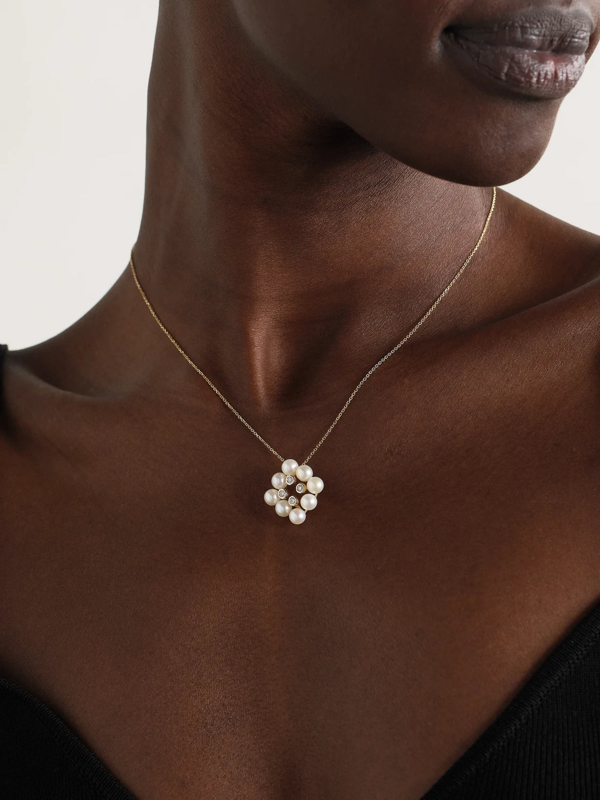 Image of Necklaces. Product name - 14-karat Yellow And White Gold, Pearl And Diamond Necklace in Multi colour by brand - Mateo