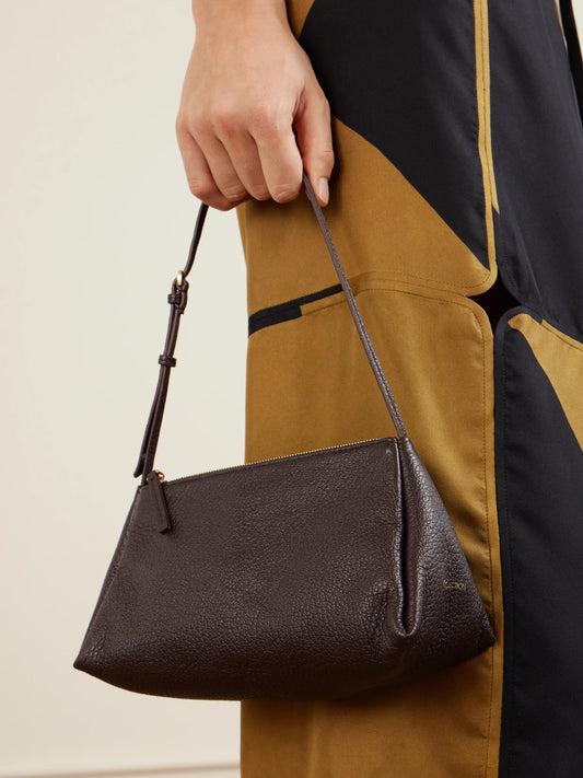 Image of Bags. Product name - Aurelis Textured-leather Shoulder Bag in Dark purple colour by brand - Calvin Klein Collection