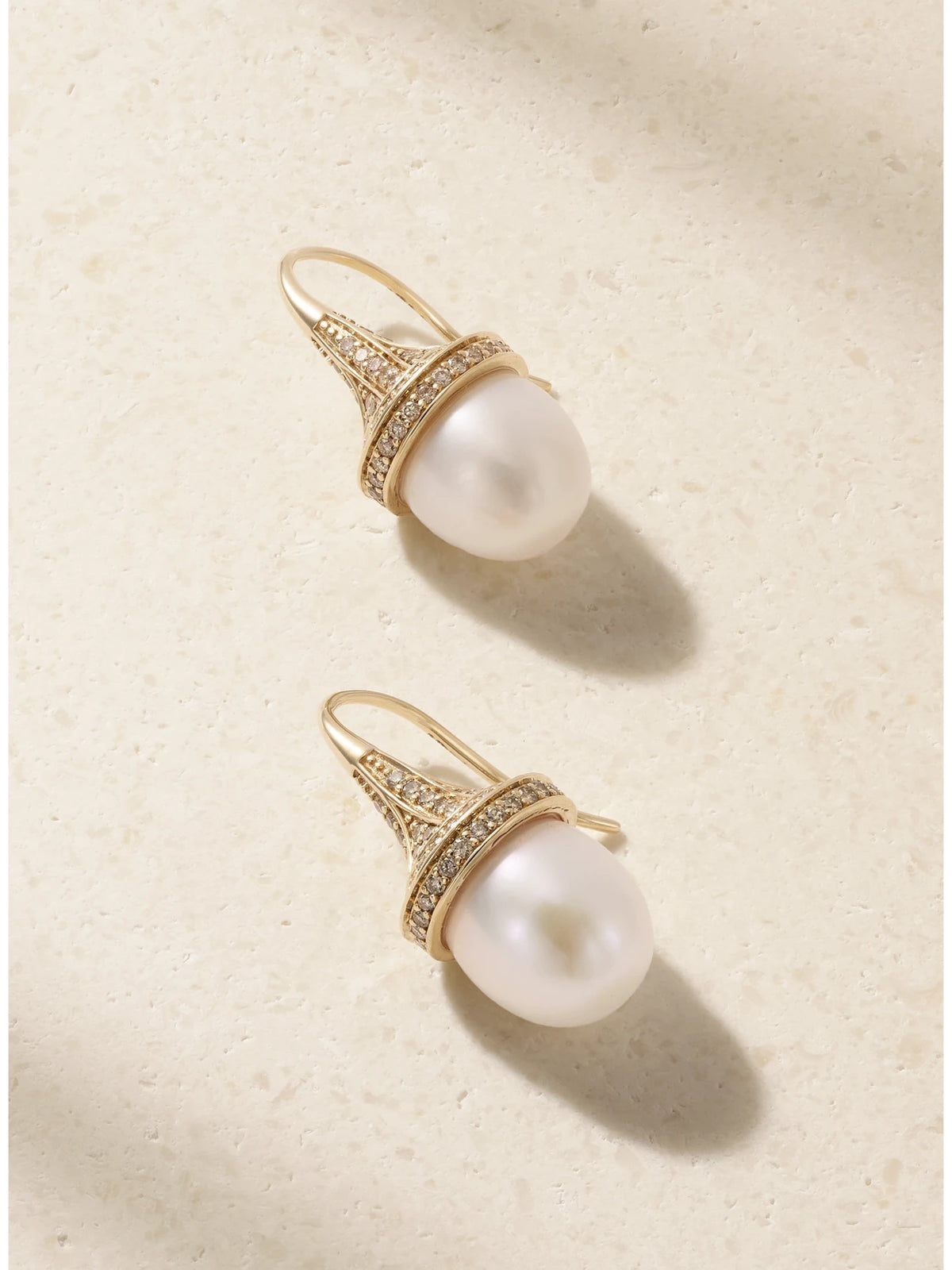 By Pariah Reverie 14-karat Recycled Gold, Champagne Diamond And Pearls Earrings