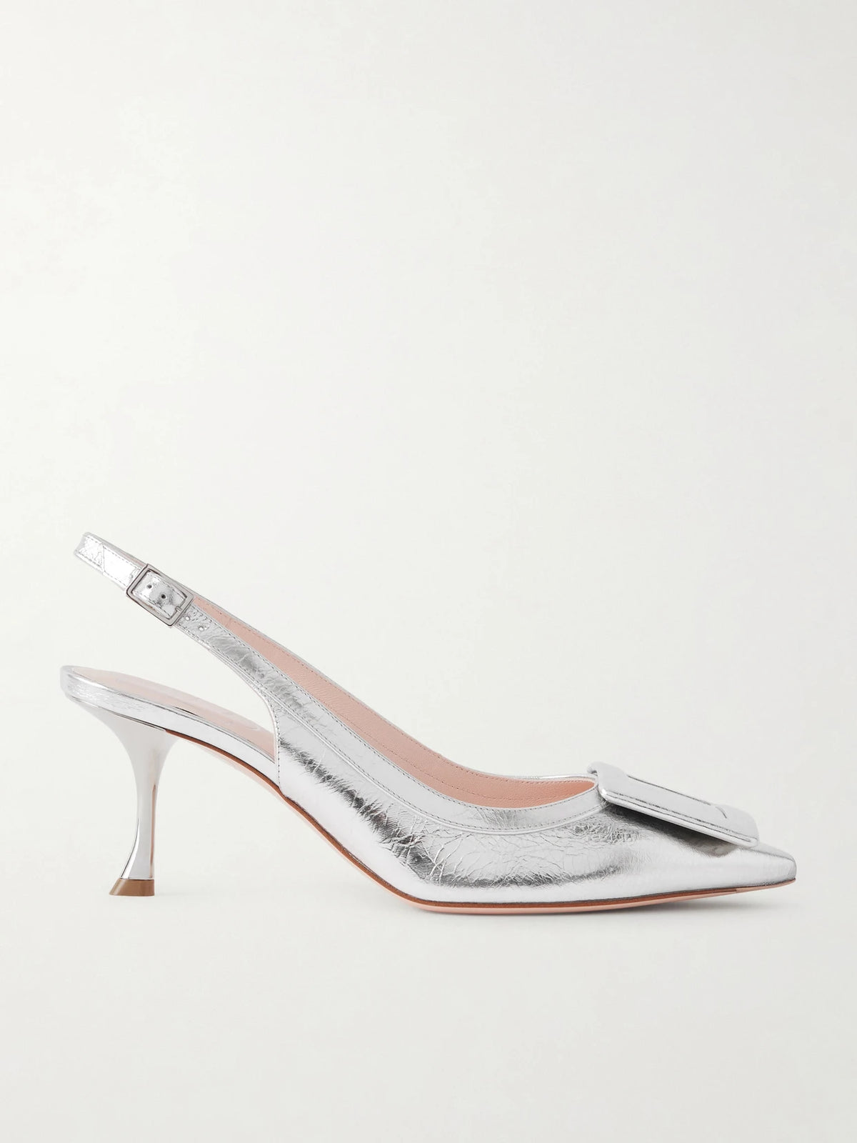Viv In The City 65 Metallic Textured-leather Slingback Pumps