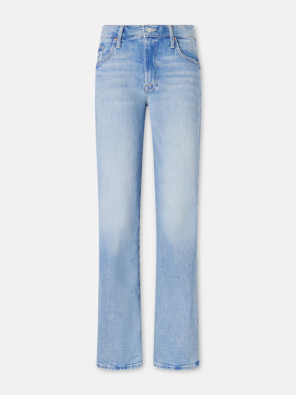 Image of Jeans. Product name - The Mid Rise Zip Rambler Skimp Wide-leg Jeans in Light denim colour by brand - Mother