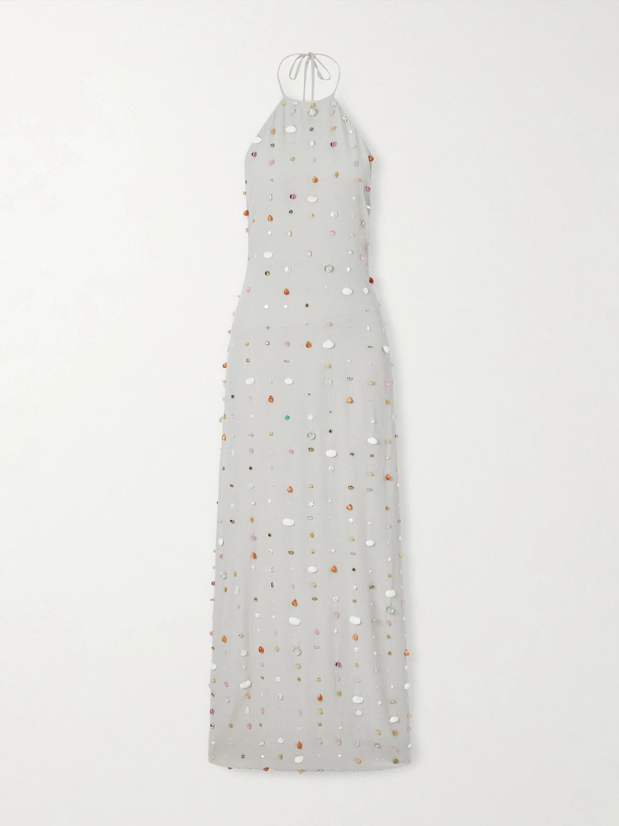 Francine Pearl-embellished Crinkled-shell Halterneck Dress