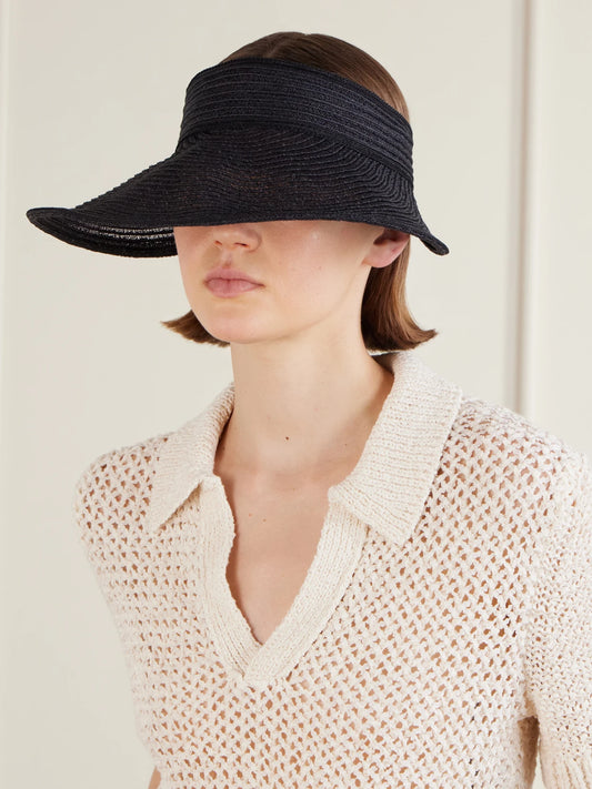 Image of Hats. Product name - Trixie Raffia Sunhat in Black colour by brand - Eugenia Kim