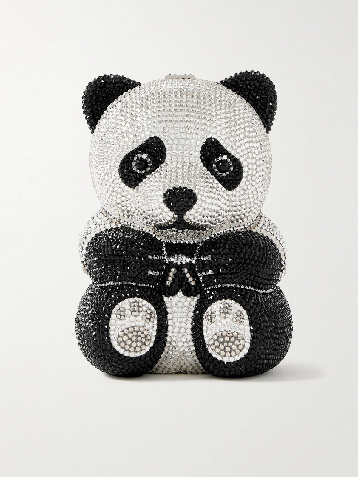 Teddy Bear Ling Crystal-embellished Silver-tone Clutch