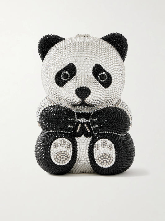 Judith Leiber Couture Teddy Bear Ling Crystal-embellished Silver-tone Clutch