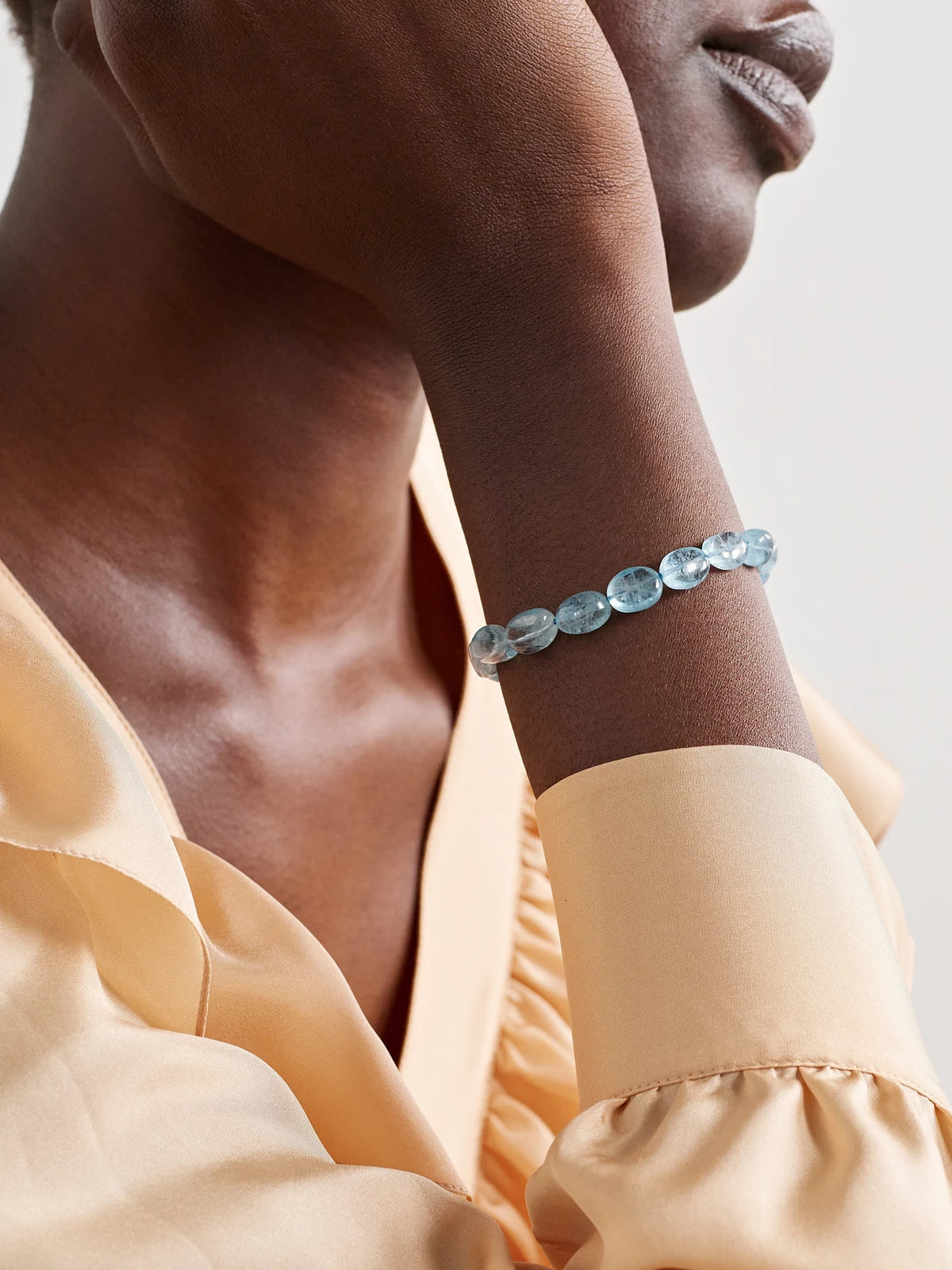 Image of Bracelets. Product name - Arizona Candy Gold Aquamarine Bracelet in Blue colour by brand - JIA JIA