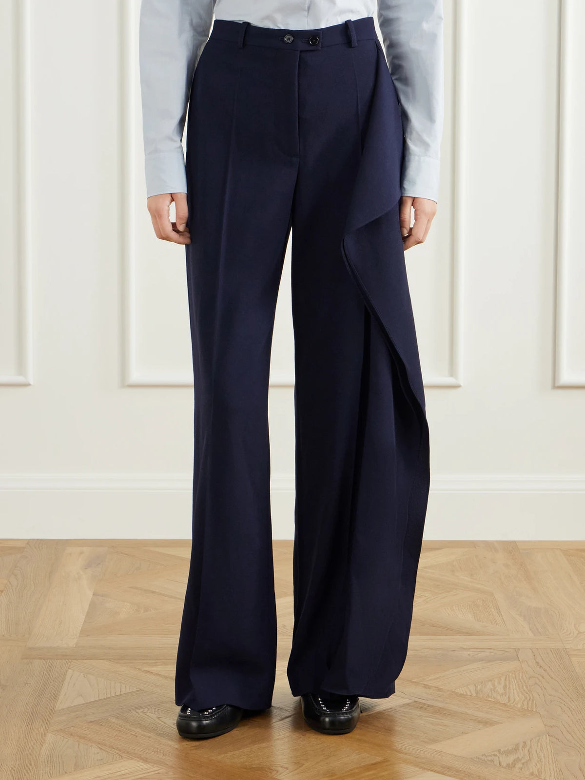 Jil Sander Draped Wool-sablé Wide-leg Pants