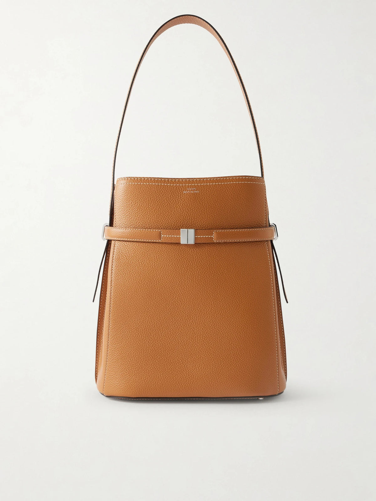 Belted Textured-leather Tote