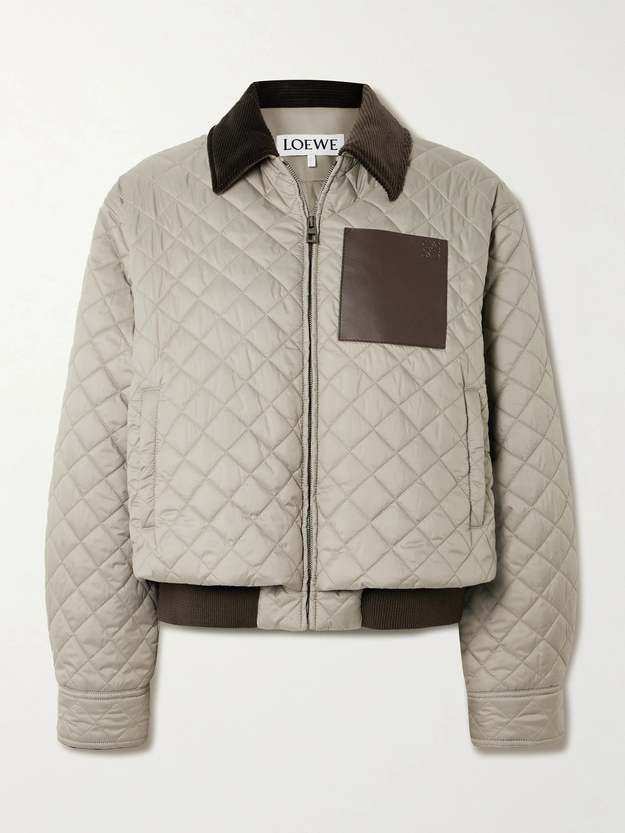 Corduroy- And Leather-trimmed Quilted Shell Jacket