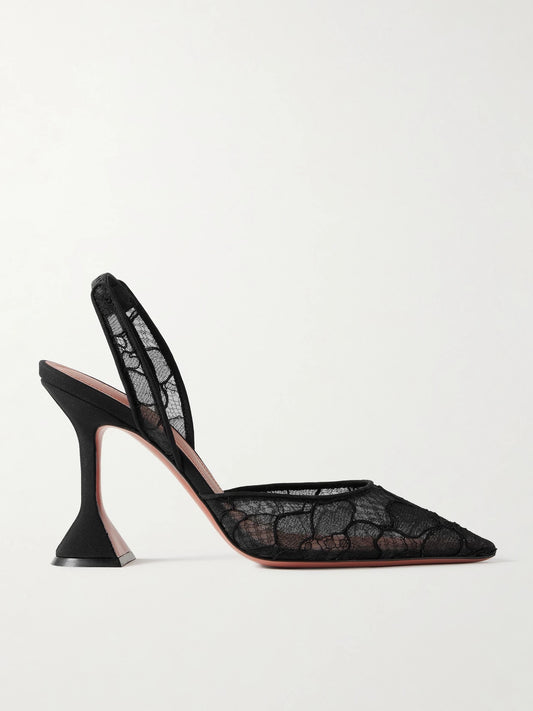 Amina Muaddi Holli Corded Lace Slingback Pumps