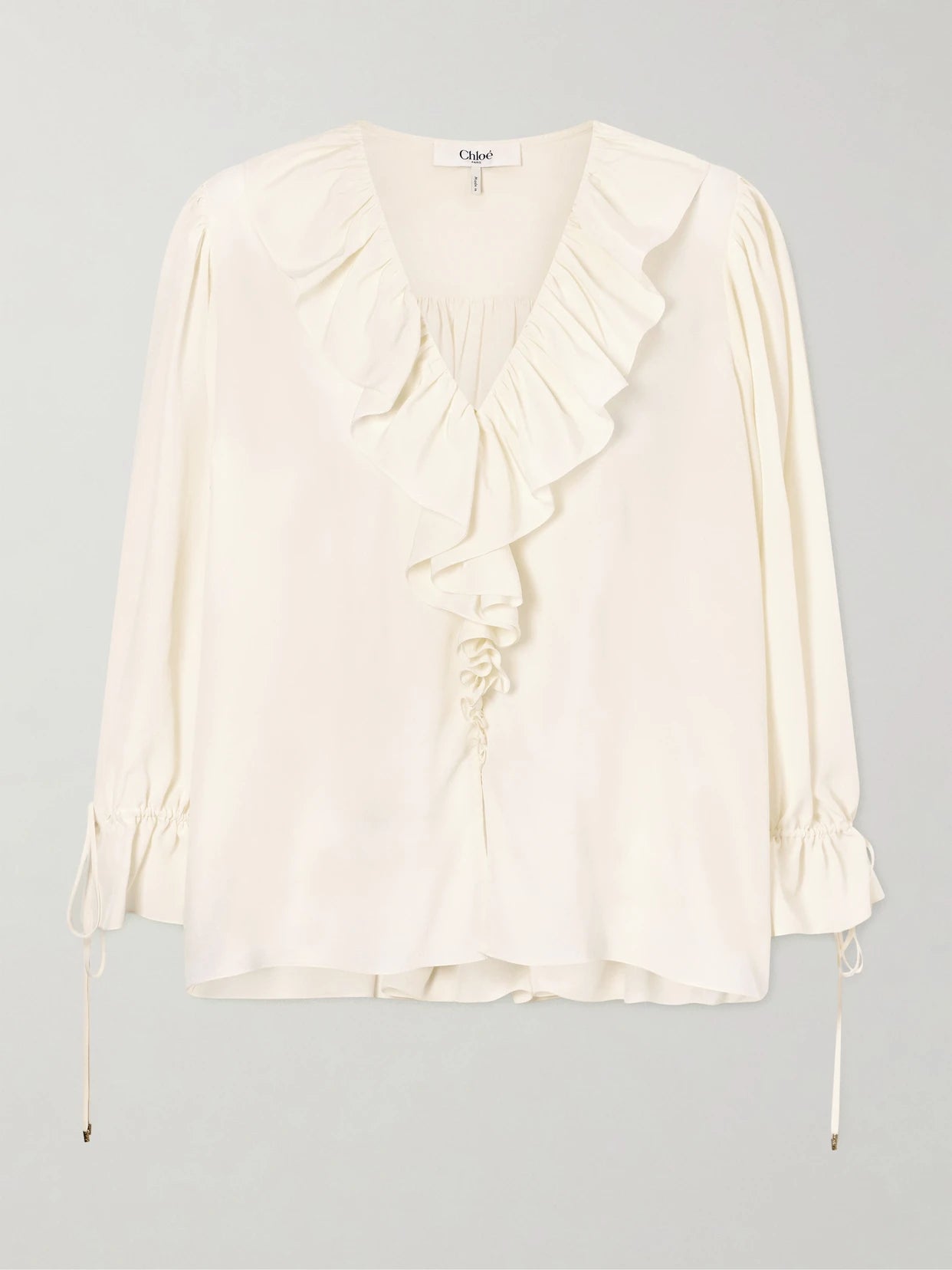 Ruffled Silk Crepe De Chine Blouse