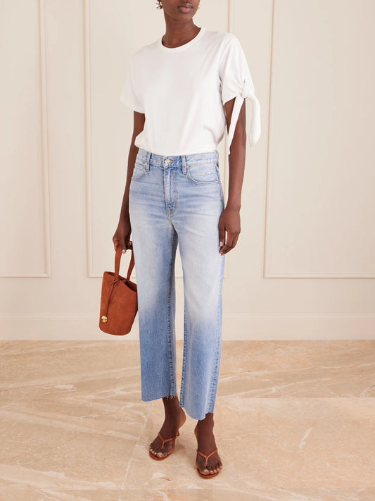 Image of Jeans. Product name - Grace Cropped High-rise Wide-leg Jeans in Mid denim colour by brand - SLVRLAKE
