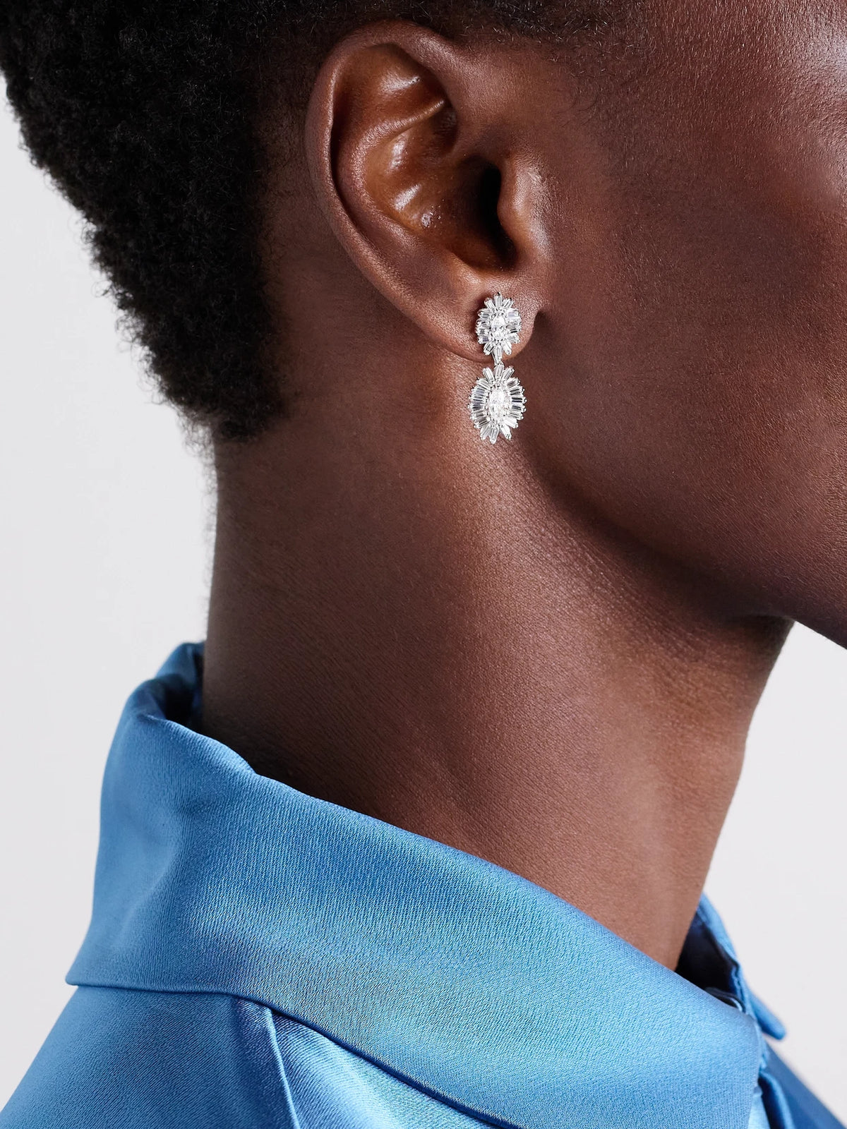 Image of Earrings. Product name - 18-karat White Gold Diamond Earrings in Multi colour by brand - Suzanne Kalan