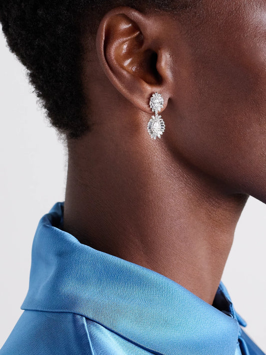 Image of Earrings. Product name - 18-karat White Gold Diamond Earrings in Multi colour by brand - Suzanne Kalan