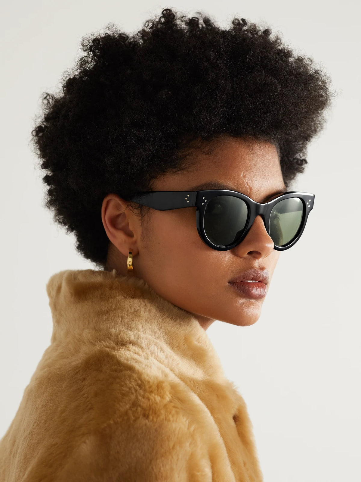 Image of Sunglasses. Product name - Round-frame Acetate Sunglasses in Black colour by brand - CELINE Eyewear