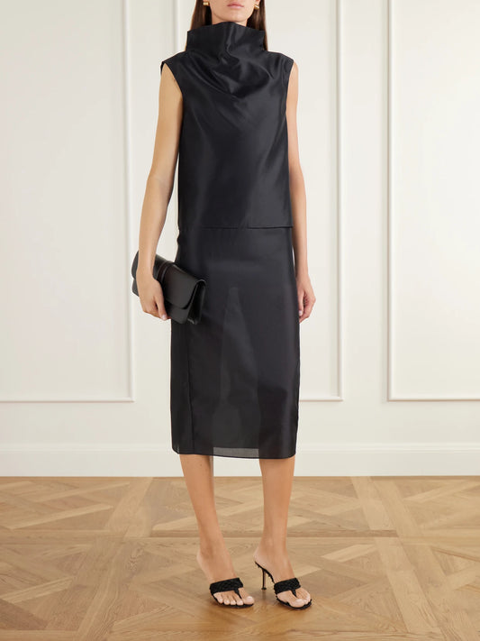 Image of Outfit Sets. Product name - Kiera Organza Top in Black colour by brand - Almada