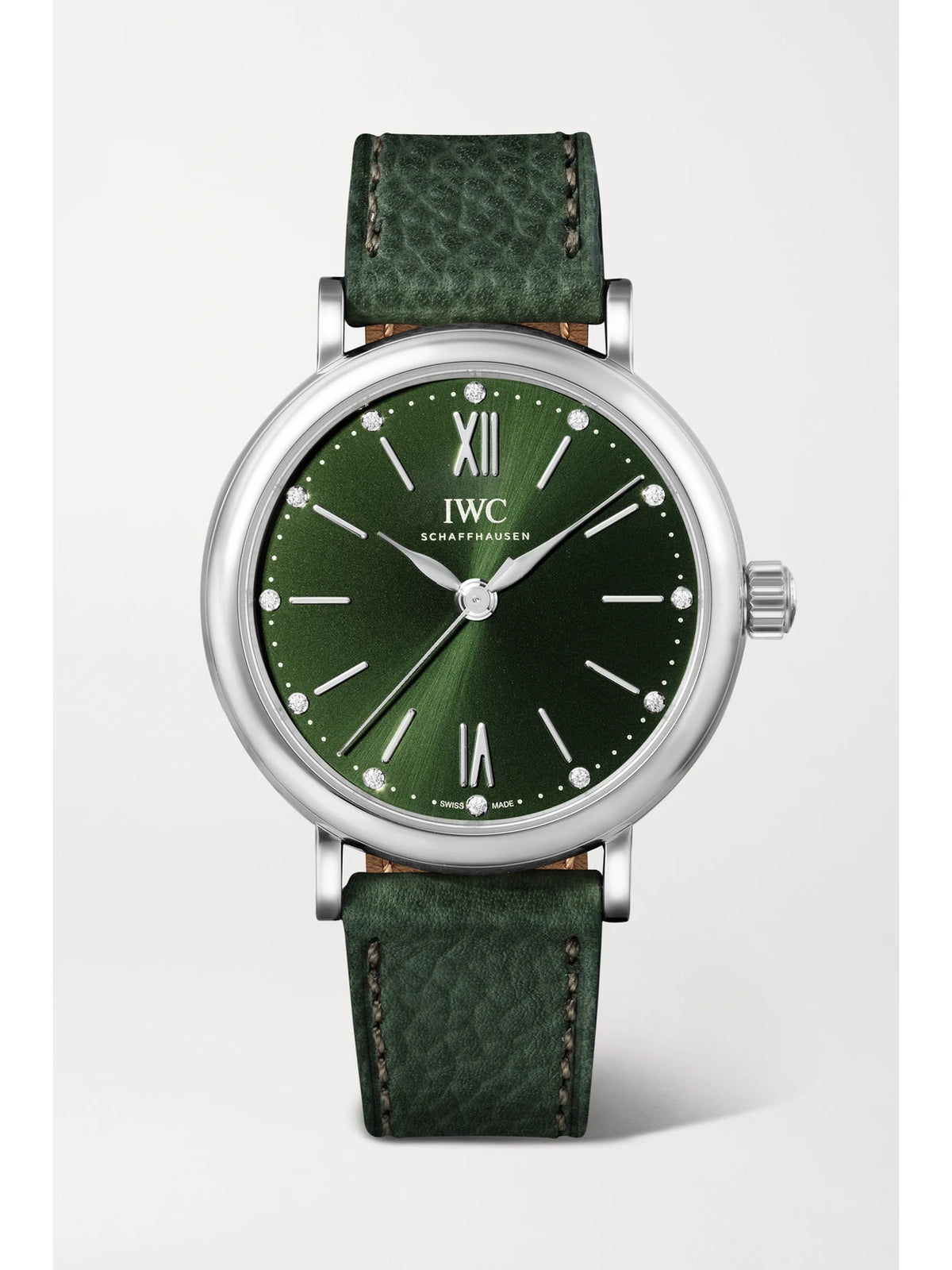 Portofino Automatic 34mm Stainless Steel, Textured-leather And Diamond Watch