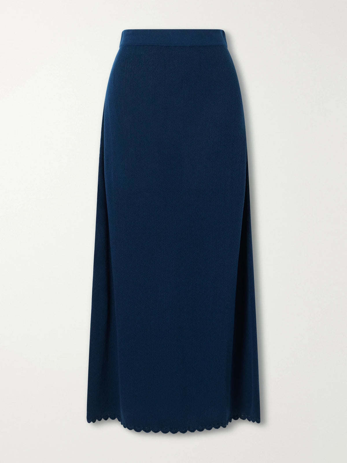 ESCVDO Bernabe Scalloped Ribbed Cotton Midi Skirt