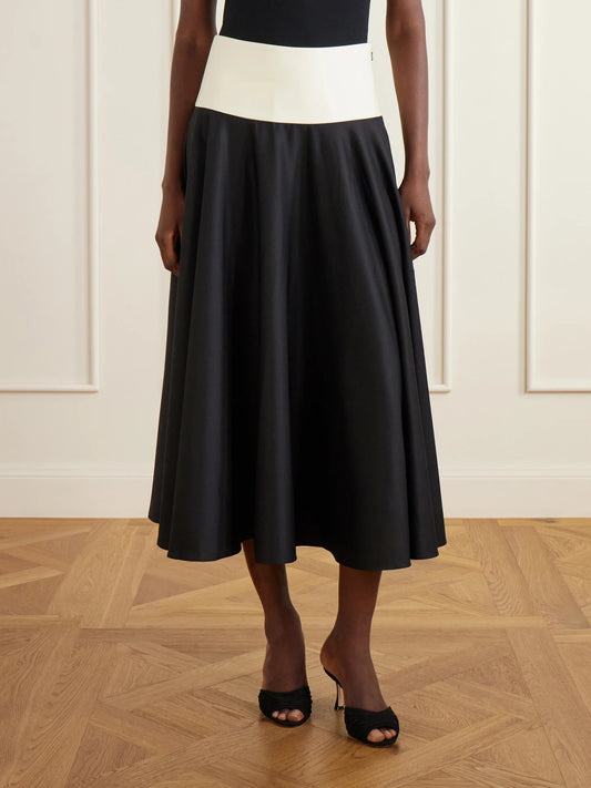 Abadia Pleated Cotton-poplin Midi Skirt